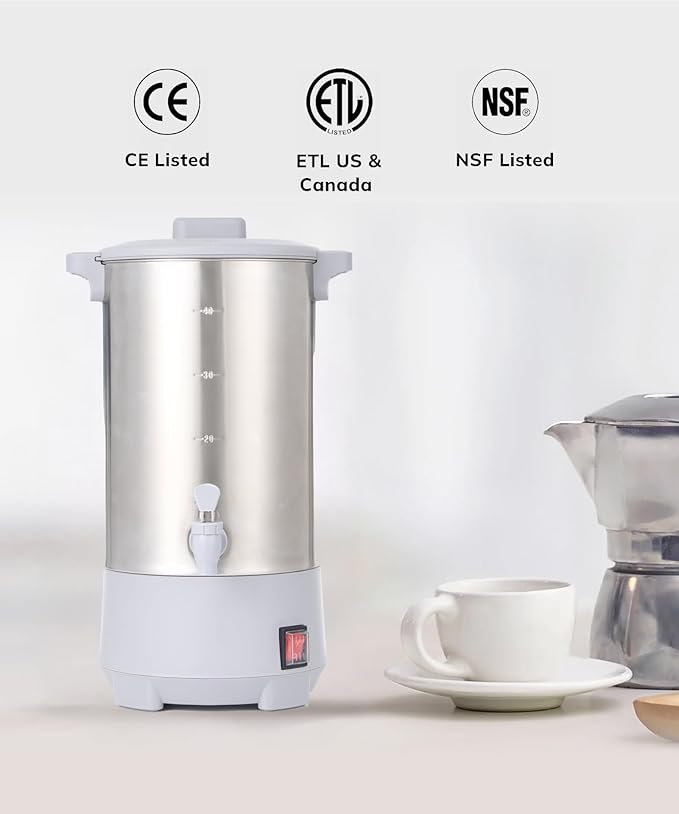 SYBO Commercial Grade Stainless Steel Percolate Coffee Maker Hot Water Urn for Catering, 30-Cup, 3.5L, Grey