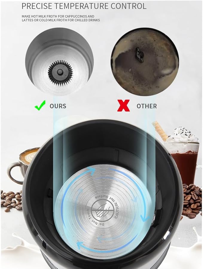Electric Milk Frother Has Hot and Cold Functions 700-ml Split Stainless Steel Automatic Milk Frother and Steamer with Transparent Lid, Anti-Dry,Dishwasher-Safe