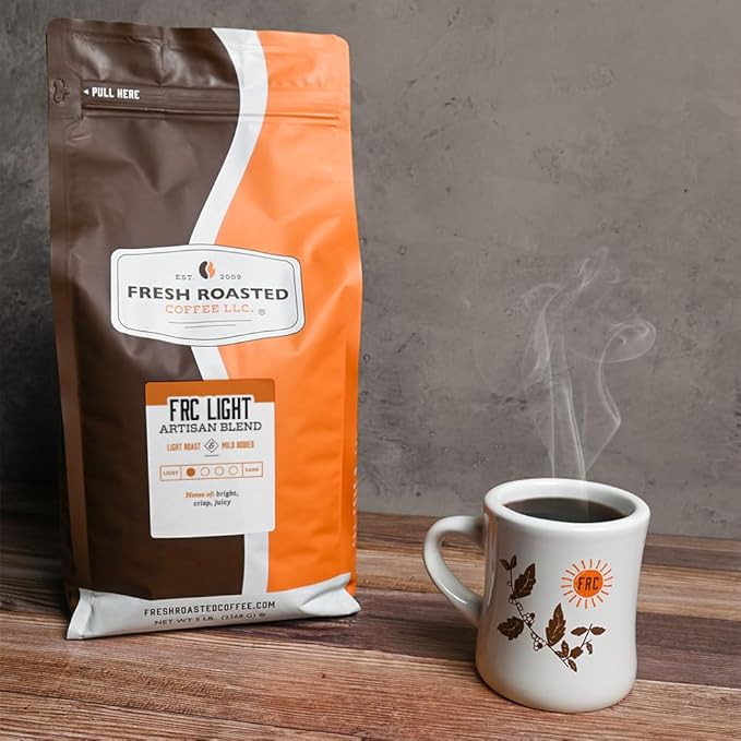 Fresh Roasted Coffee, FRC Light Roast Blend, 5 lb (80 oz), Kosher, Whole Bean