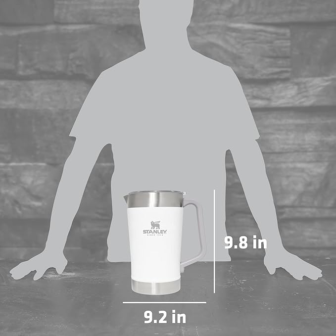 Stanley Stay-Chill Pitcher 64 oz | Cold Water, Beer, and Drink Pitcher with Lid | Large Capacity Durable Beverage Container with Handle | Insulated Stainless Steel | BPA-Free | Polar