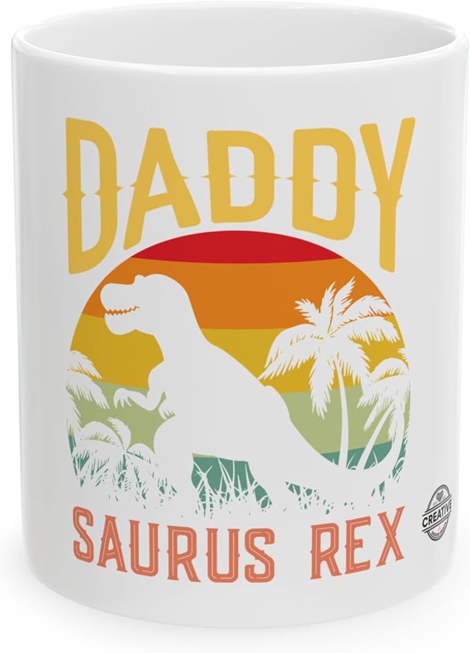 11 OZ Novelty Coffee Mugs - Christmas Gift (Daddy Saurus Rex Theme)