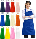 Syntus 12 Pack Bib Apron, Unisex Aprons Adjustable Waterdrop Resistant with 2 Pockets Cooking Kitchen Apron for Chef, BBQ Drawing Apron Bulk, Multi-Color
