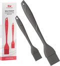 Kitchen Mama WaltzGrip Platinum Silicone Basting Pastry Brush: Set of 2 Heat-Resistant Brushes for Cooking, Baking, Grilling, and Spreading Oil or Butter - Dishwasher-Safe (Metal Gray)