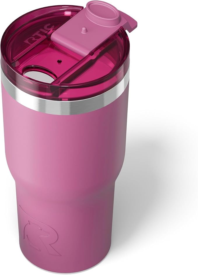RTIC 20oz Essential Tumbler with Lid, Insulated, Stainless Steel, Metal, Double Wall Vacuum-Insulation, Ceramic Lined, Travel Cup for Iced Coffee, Tea, Hot and Cold Drink, Orchid