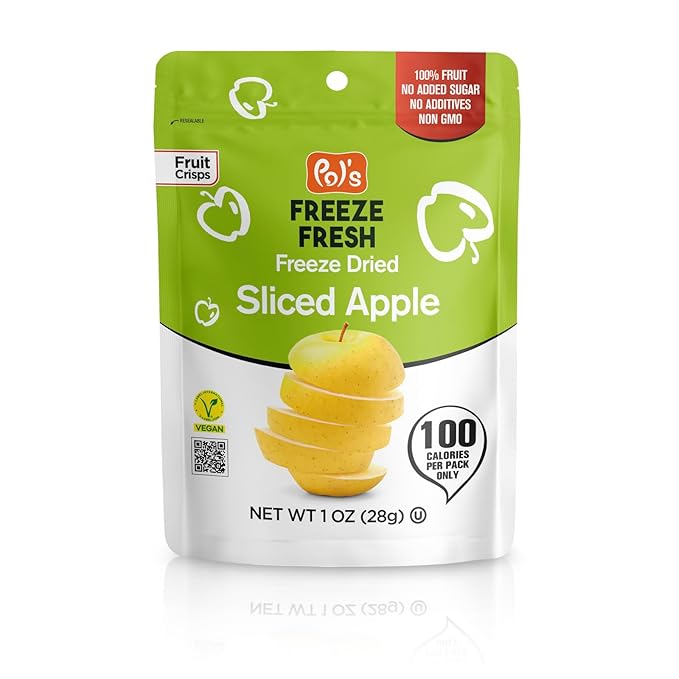 Pol’s Freeze Fresh - 6 Pack Freeze-Dried Fruit Mix – Whole Strawberry, Sliced Apple, Strawberry-Banana (1 Oz x6), No Sugar, Non-GMO, Kosher, Vegan, Gluten-Free