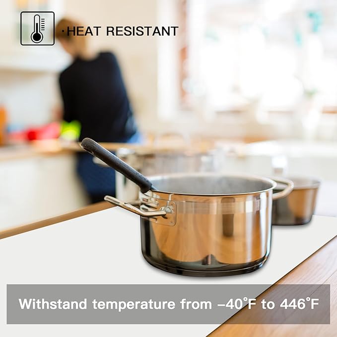 Silicone Mats for Kitchen Counter, 47.3"x23.6"x0.08" Largest Heat Resistant Mat Kitchen Island Waterproof 2MM Thick Countertop Protector Mat Nons-slip Extra Large Counter Mat (Beige Gray)