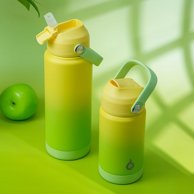 BJPKPK Water Bottle with Straw Lid, 32oz Vacuum Insulated Water Bottles, Metal Stainless Steel Thermos for Sports, Travel, BPA Free Leak Proof Thermos, Cups, Flasks, Tumblers,Fresh Green