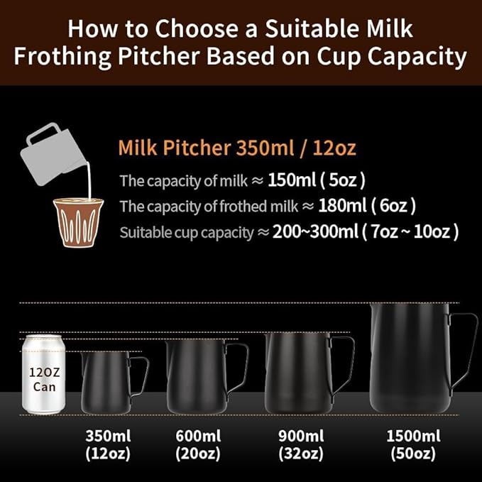 watchget Milk Frothing Pitcher 32oz/900ml - Stainless Steel Frothing Pitcher Espresso Steaming Pitcher Coffee Frother Cup Cappuccino Latte Art Coffee Machine Accessories Milk Jug, Creamy White