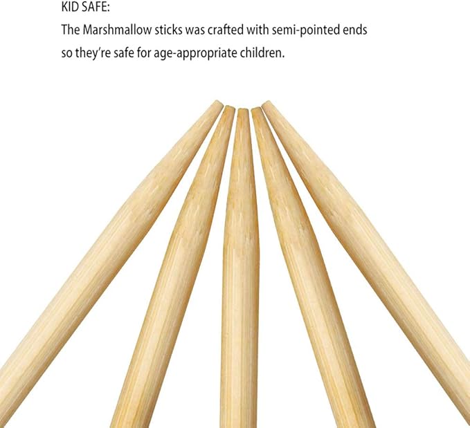 FLYPARTY Bamboo Marshmallow Roasting Sticks with 30 Inch 5mm Thick Extra Long Heavy Duty Wooden Skewers,Roaster Barbecue S'Mores Skewers Hot Dog Forks for Camping,Party,Kebab Sausage(120 Pcs)