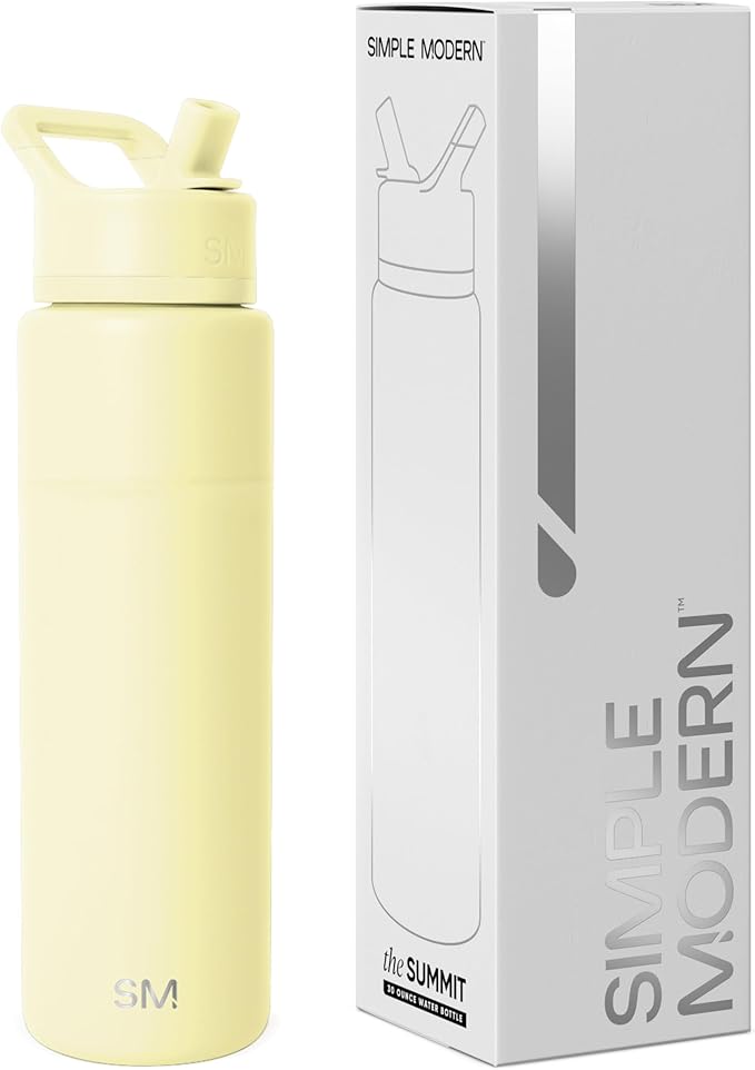 Simple Modern Water Bottle with Straw Lid | Vacuum Insulated Stainless Steel Metal Thermos | Reusable Leak Proof BPA-Free Flask for Sports Gym | Summit Collection | 30oz, Buttercup