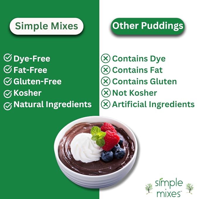 Simple Mixes Natural Instant Pudding & Pie Filling Mix, Healthy Snack, Salted Caramel (Butterscotch), Gluten and Dye-Free, No Fat, or Lactose, Kosher, 3 Pack
