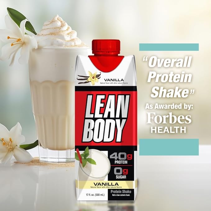 Labrada Lean Body Ready-to-Drink Vanilla Protein Shake,40g Protein,Whey Blend,0 Sugar,Gluten Free,22 Vitamins & Minerals,17 Fl Oz (Pack of 12) LABRADA