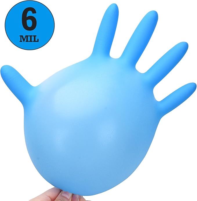 TitanFlex Heavy-Duty Blue Disposable Nitrile Gloves, Box of 100, 6-mil, Fully Textured, Powder-Free, Latex-Free, Non-Sterile