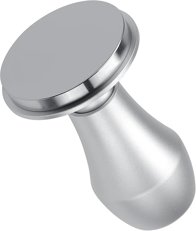 Normcore 58mm Coffee Tamper V4.1 with Click Sound Feedback, Spring Loaded Tamper With Flat Base, Compatible with 58mm Standard Baskets, Anodized Aluminum Handle, Silver