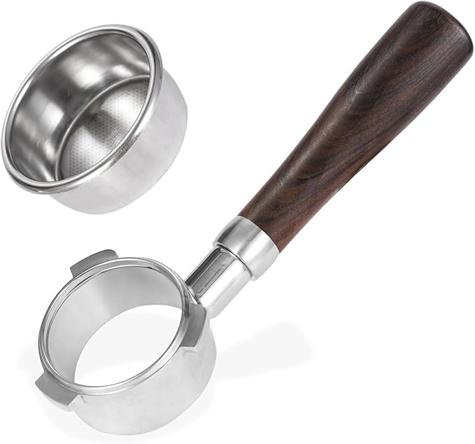 54mm Bottomless Portafilter with Double Shot Filter Basket & Wood Handle for Breville Barista Express Impress, Barista Touch Impress, Barista Pro, Infuser, Duo-Tem Pro, Bambino Plus Espresso Machine