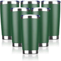 20oz Tumbler Bulk Stainless Steel Vacuum Insulated Tumblers with Lid Double Wall Travel Mug, Powder Coated Coffee Cup, Suitable for Ice Drinks and Hot Beverage (Dark green 6pack)