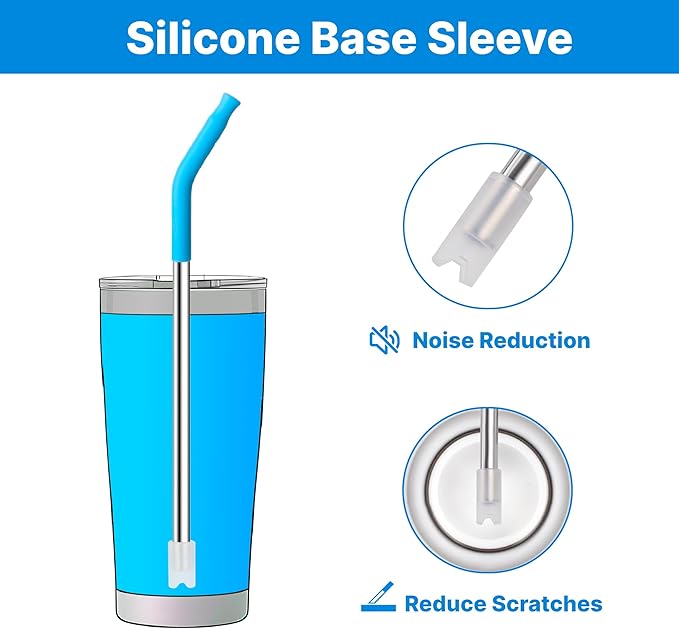 Stainless Steel Straws for 20 oz YETI Tumbler, 4 Pcs Metal Straws Reusable with Silicone Tip for 20 oz Stanley Cup and 16 oz Glass Cups(Color 3)