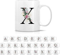 Retreez Initial A-Z Floral Botanical Bouquet Alphabet Monogrammed Monogram Mug 11 Oz Ceramic Tea Coffee Mugs - Appreciation Thank You Wedding Birthday Gifts for her friend coworker sister - X Initial