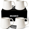 MIAMIO - Coffee Mugs Set of 4 / Large Ceramic Coffee Cups (14 oz) - Mug for Cappuccino, Tea, Espresso - Microwave and Dishwasher Safe - Luxe Collection (White Series)