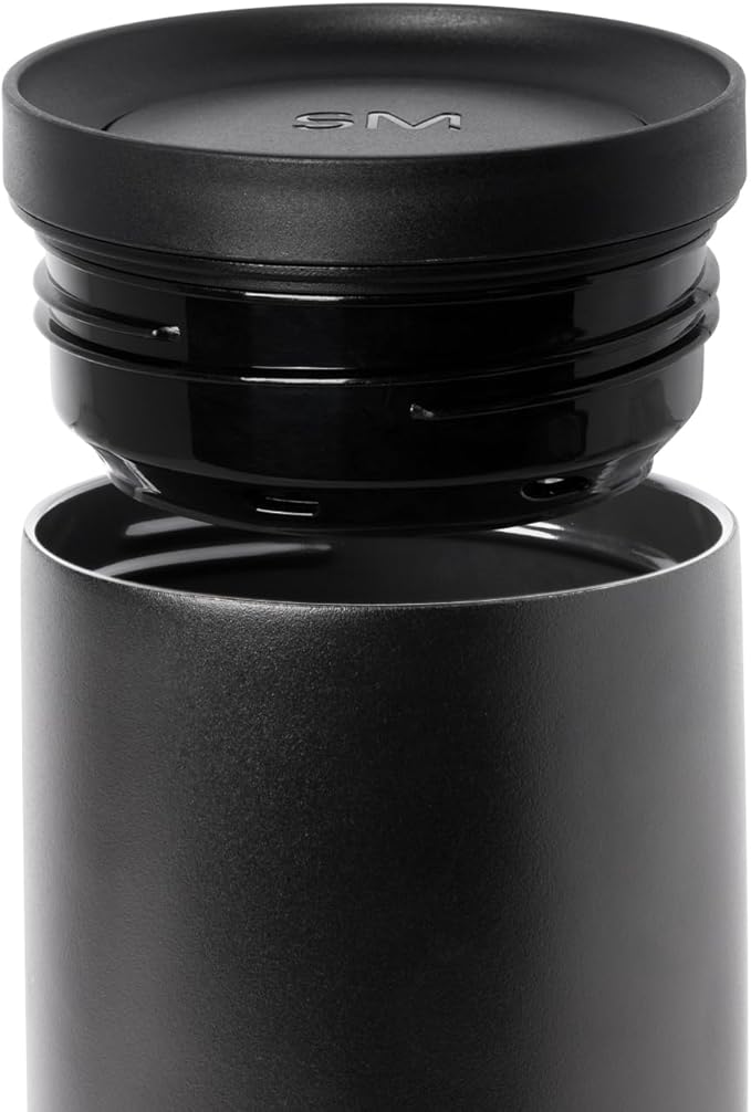 Simple Modern Travel Coffee Mug Tumbler with 360° Lid | Ceramic-Lined Insulated Stainless Steel Cold Brew Iced Coffee Cup | Gifts for Women Men Her Him | Voyager Signature | 16oz | Midnight Black