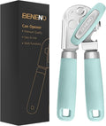 Beneno Can Opener Manual with Magnet, Hand Held Heavy Duty Can Opener with Durable Sharp Blade Smooth Edge, Big Effort-Saving Knob, Soft Grip Rubber Handle, Multifunctional Bottle Opener, Mint