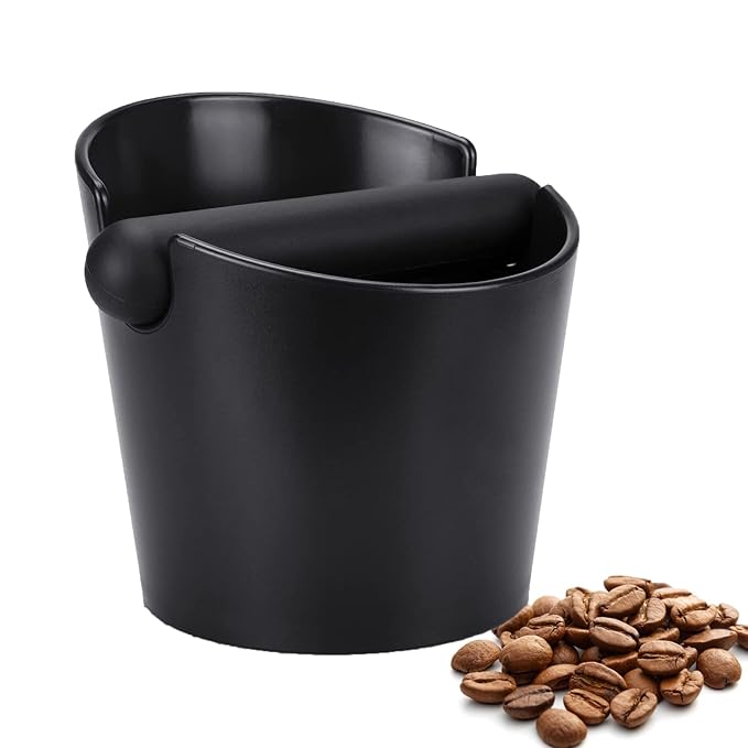 Ailelan Coffee Knock Box, Espresso Dump Bin, Coffee Bin, 4.8 Inch Espresso Knock Box Shock-Absorbent Durable Barista Style with Removable Knock Bar and Non-Slip Base(Round)