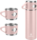 Stainless Steel Thermo 700ml/23.7oz Vacuum Insulated Bottle with Cup for Coffee Hot drink and Cold drink water flask.(Pink,Set)