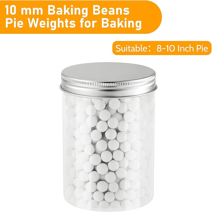 Tessco Pie Weights for Blind Baking, 3.2 lb Ceramic Pie Weights Beads to The Rim Crust Reusable Ceramic Stoneware with Plastic Container(White)
