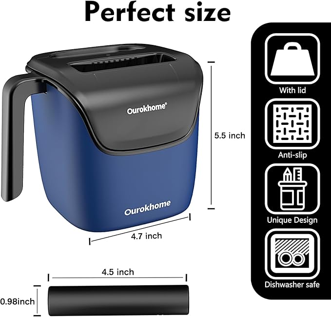 Ourokhome Knock Box Espresso Accessories, The Latest Patented Stainless Steel Espresso Machine Tool for Coffee Ground with Removable Knock Bar, Handle and Lid, Dishwasher safe, 4.8 inch (Deep Blue)