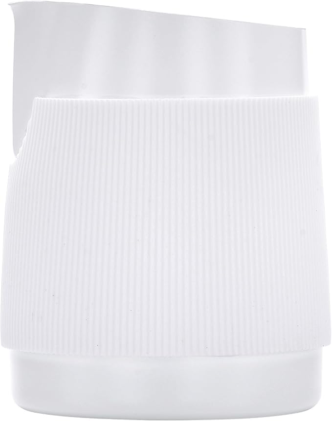 Normcore Handleless Milk Pitcher with Sharp Spout, Espresso Steaming Pitcher, 18/8 Stainless Steel Milk Frothing Jug, Premium Barista Tools, Non-stick coating White,15.2 oz (450 ml)