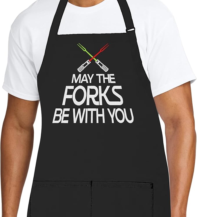 Personalized Chef Apron for Men, Custom Embroidered Design, Professional Kitchen Cooking BBQ Grilling for Dad, Decorated in USA