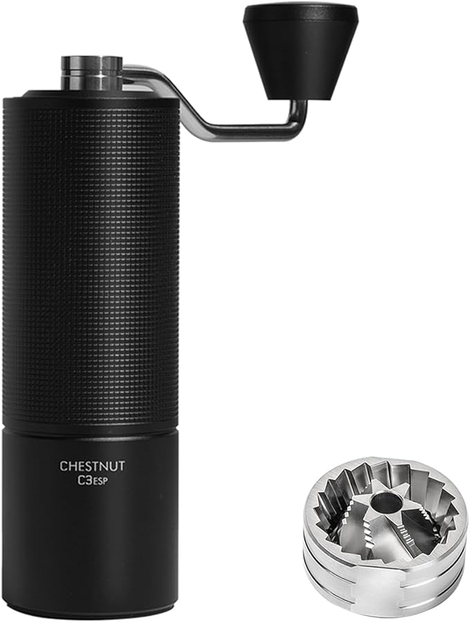 TIMEMORE Chestnut C3 ESP Manual Coffee Grinder, Stainless Steel S2C Portable Conical Burr Hand Coffee Grinder, Adjustable Grind Setting for Espresso to French Press - Black