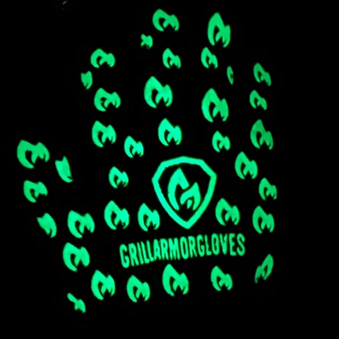 Glow in The Dark BBQ Gloves 932°F Extreme Heat & Cut Resistant Oven Mitts with Fingers – Cooking, Grilling, Baking – Accessory for Smoker, Cast Iron, Fire Pit, Camping, Fireplace