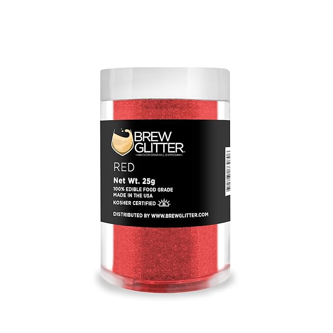Brew Glitter - Red (25g 1x Shaker Jar) | Edible Glitter For Drinks, Beer and Cocktail Beverages by Bakell