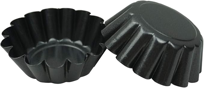 12 Pack Mini Tart Pan, Non-stick Carbon Steel Tart Molds, Pie Mould, Muffin Cupcake Pudding Maker - for Pies, Chinese Tart, Cakes (Size 2.6"x0.9")