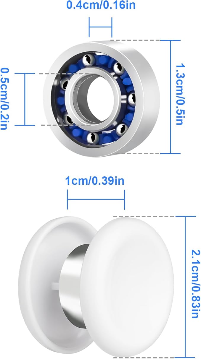 16 Pack Fidget Spinner Bearing and Cap Replacement Set, Chrome Steel Bearing Balls, High Speed 13mmx7mmx4mm Bearings Single Sealed Small Bearings for Fidget Spinner