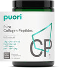 Puori Pure Collagen Peptides Powder, Unflavored - 10g of Grass-Fed Hydrolyzed Bovine Collagen Supports Skin Health, Hair & Nail Strength, Joint Pain & Mobility Support - 30 Servings
