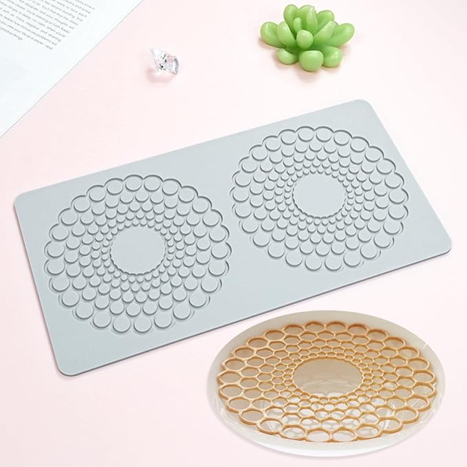 TUKE Hollow Round Circular Design Lace Mat Chocolate Fondant Mold DIY Sugar Craft Silicone Pad Cake Decorating Tools Kitchen Bakeware (D_ Round Circular)