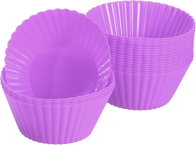 uxcell 18Pcs Silicone Cupcake Liners, Non-Stick Baking Cups, for Cooking Eggs, Baking Muffins and Make a Cake(Purple)