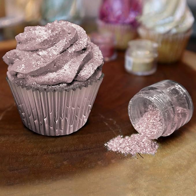 BAKELL Rose Gold Edible Glitter, 45 Grams | TINKER DUST Edible Glitter | KOSHER Certified | 100% Edible Glitter | Cakes, Cupcakes, Cake Pops, Drinks, Dessert Vegan Glitter & Dusts (45g Shaker, Rose Gold)