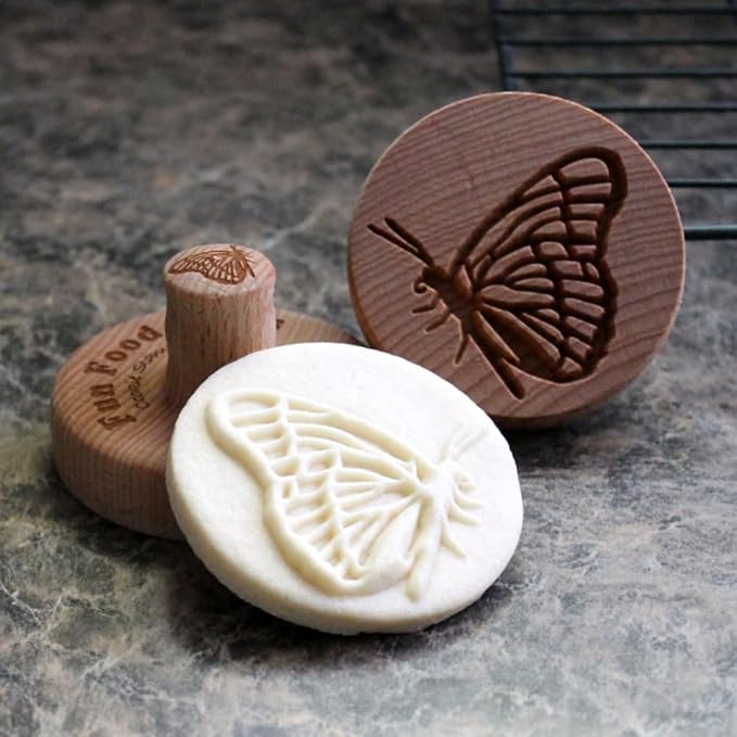 Wood Cookie Stamp, 2.5 Inch (Flying Butterfly CS-083)