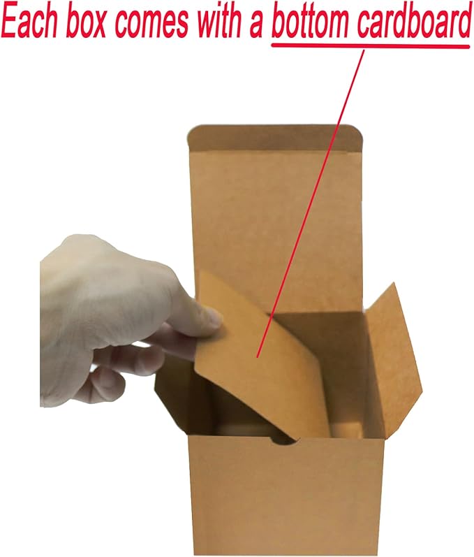 Bonfasvo Gift Boxes 30 Pack 4x4x4 inches Brown Fold Kraft Paper Boxes Bridesmaids Proposal Box Cupcake Boxes Easy Assemble Boxes with Lids for Wedding Birthday Party Christmas