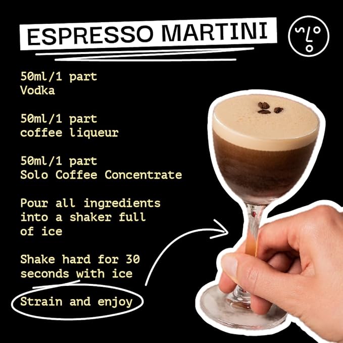 SOLO Cold Brew Coffee Concentrate - Colombian & Brazilian Arabica Blend - Ready-to-Drink Espresso Base for Iced Coffee, Lattes, and Cocktails - 20 Servings per Carton - 32 fl oz Shelf-Stable Carton