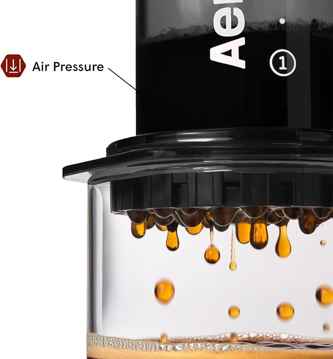 AeroPress Clear Black Coffee Press – 3 In 1 Brew Method Combines French Press, Espresso, Full Bodied Coffee Without Grit or Bitterness, Small Portable Coffee Maker for Camping & Travel, Black