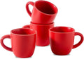 Hasense 7 Ounce Cappuccino Cups Set of 4 Perfect for Latte, Americano, Cafe Mocha and Tea, Ceramic Coffee Cups Ideal for Party Cafe Home and Kitchen, Microwave and Dishwasher safe, Red