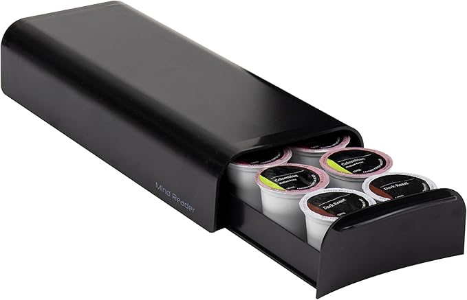 Mind Reader Anchor Collection, Single Serve Coffee Pod Drawer, 12-14 Coffee Pod Capacity, Countertop Organizer, Black