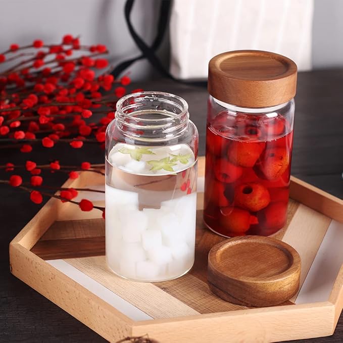 SAIOOL with Screw Cap (2-Units) kitchen jars, 580ML*2 Food Storage Canisters,Clear,Spice jars,Fermenting, Pickling, or DIY Decors and Projects, You Can even Use them for Freezing Desserts