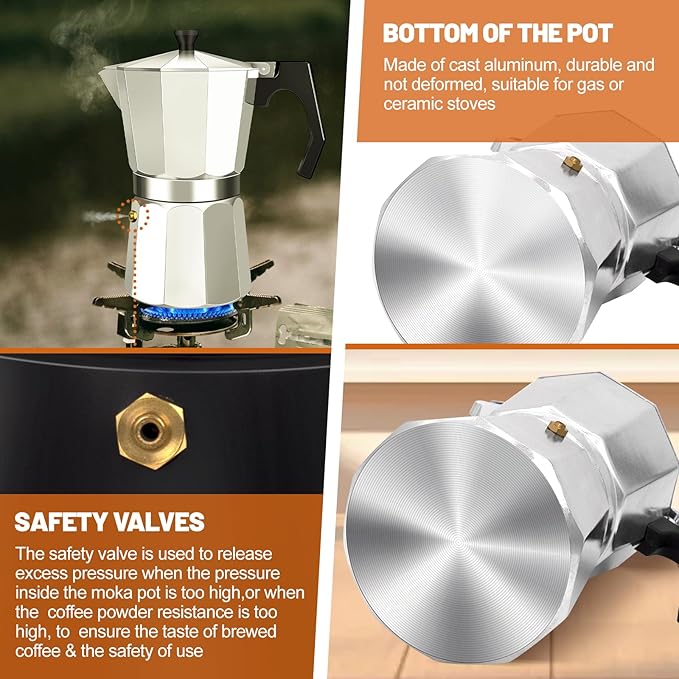 14 Cup Aluminum Espresso Stovetop Moka Pot Express Coffee Maker Percolator Italian Classic Mocha Coffee Machine for Italian and Cuban Cafe Brewing for Home & Camping 700ml 23oz
