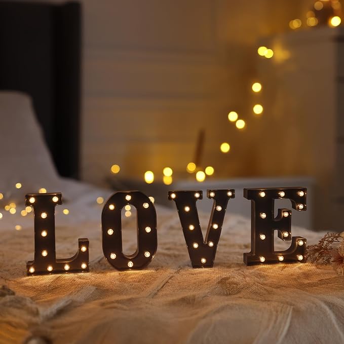 Foaky Black LED Letter Lights for Room Decor - Bedroom Wall Decor, Alphabet Lights for Home, Wedding, Party - Battery Operated （Z）