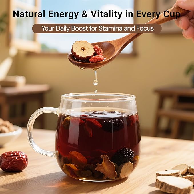 Kidney Tea Formula Ginseng Six Treasure Tea, Ginseng Five Treasure Cleanse Detox Teabag, 10 Precious Ingredients Formula Support Kidney and Live Health for Men Women (50 Bags/2 Pack)